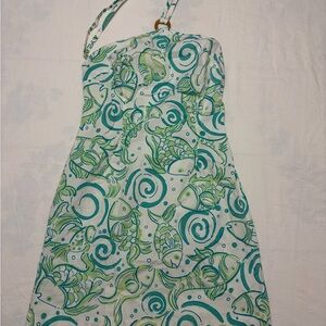 Lilly Pulitzer Turquoise and Lime Patterned Dress